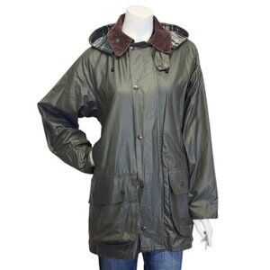 Vtg 80s Womens S Made in England Super Wax Equestrian Sport Rain Coat Hadfields